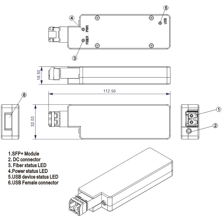 Mini USB 3.0/2.0/1.1 Fiber Extender