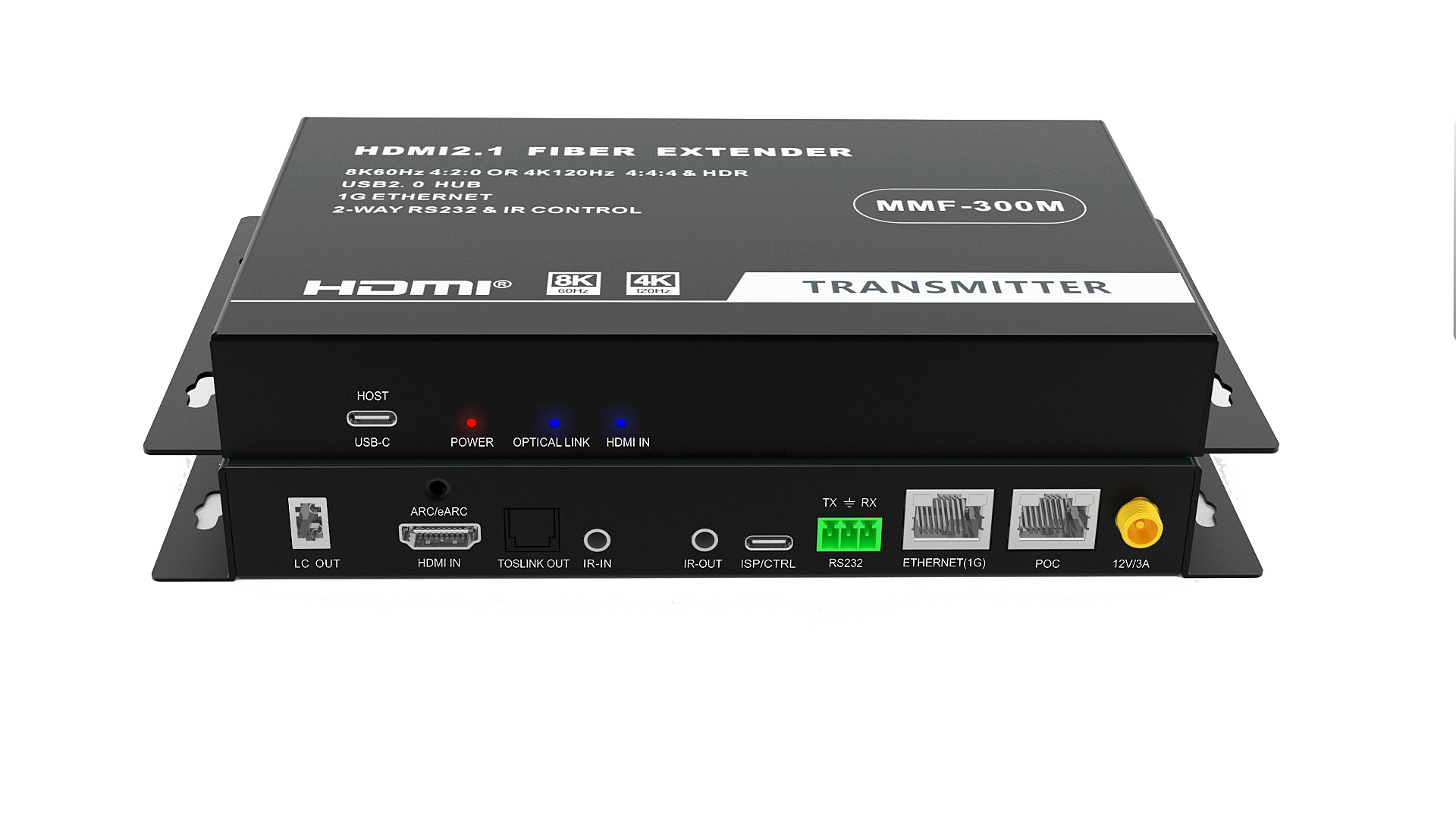 8K HDMI 2.1 KVM Extender over Fiber with 1G Ethernet, 1 LC multi-mode Fiber