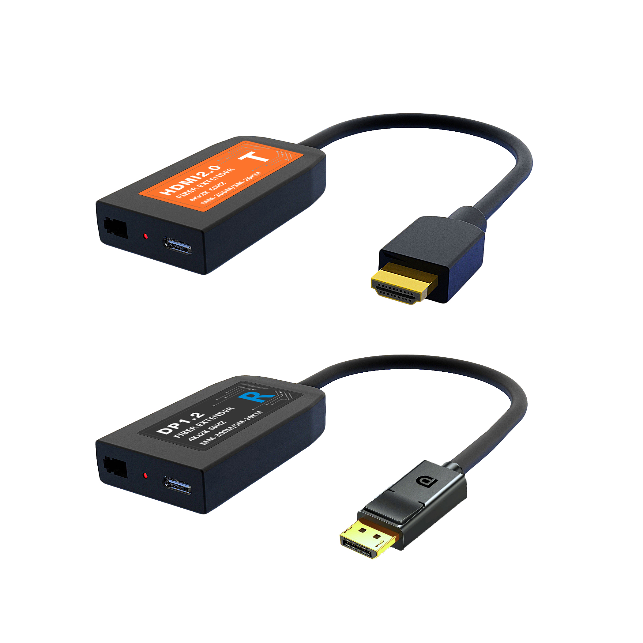 4K60 HDMI to DP over Single LC Fiber Extender with Pigtail