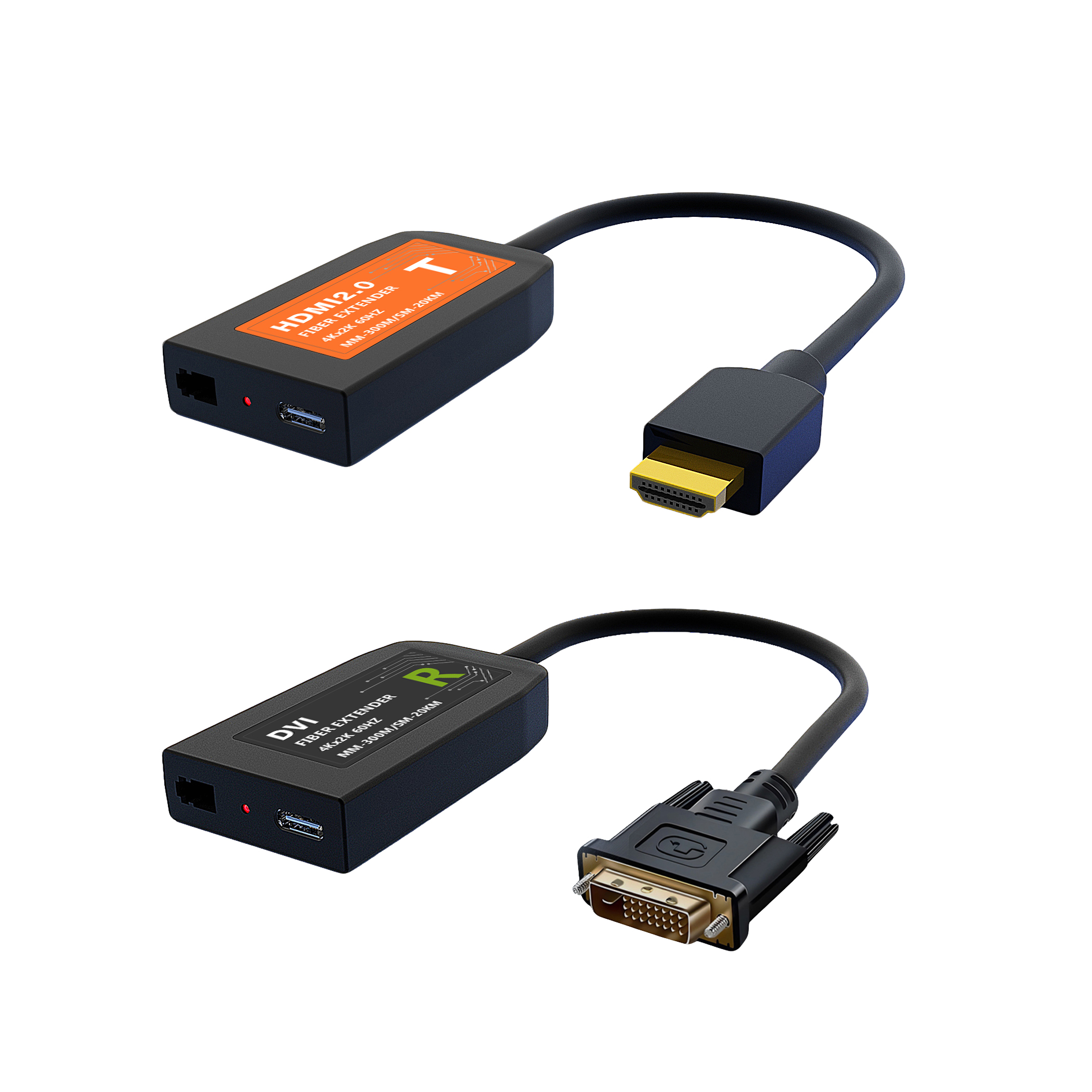 4K60 HDMI to DVI over Single LC Fiber Extender with Pigtail