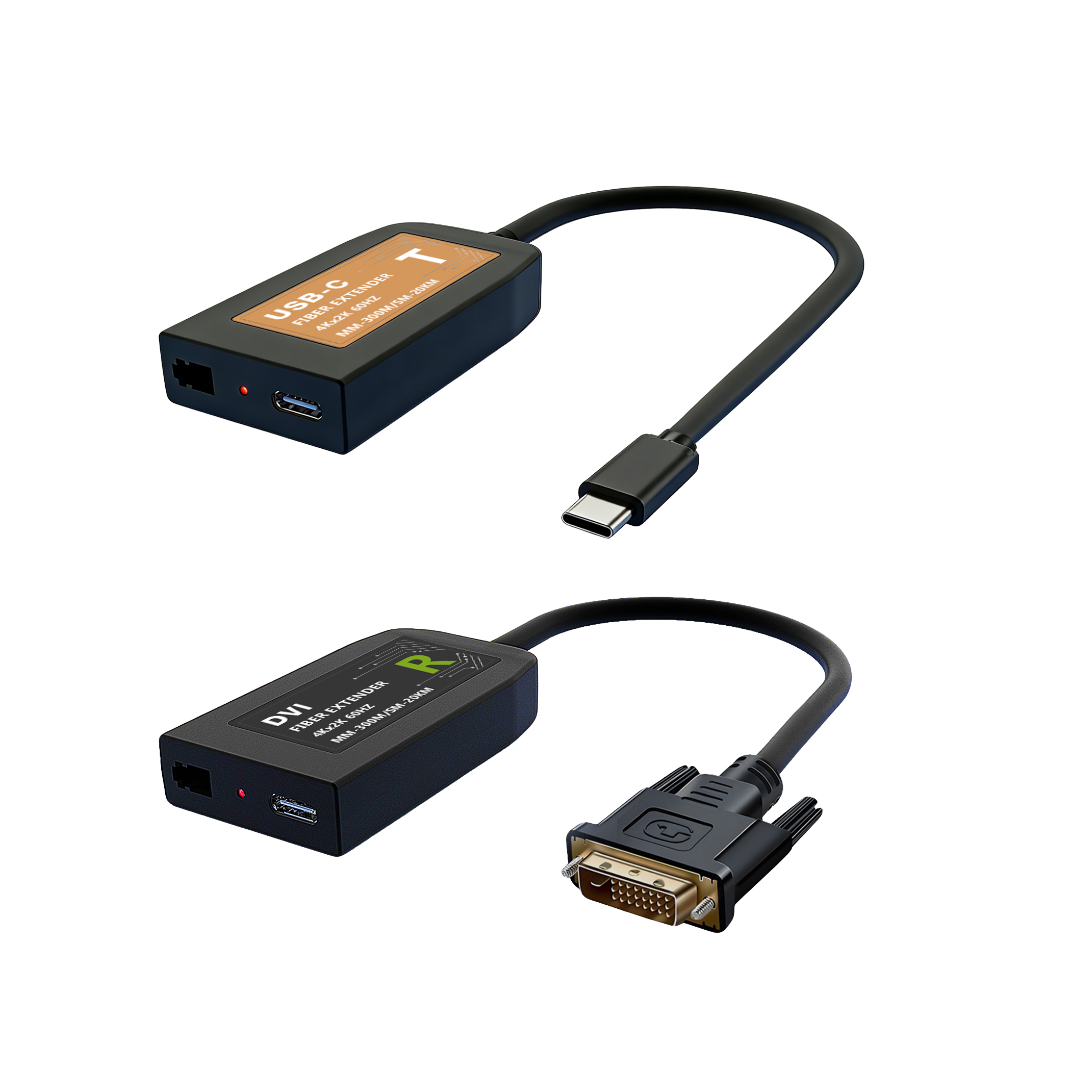 4K60 USB Type-C to DVI over Single LC Fiber Extender with Pigtail